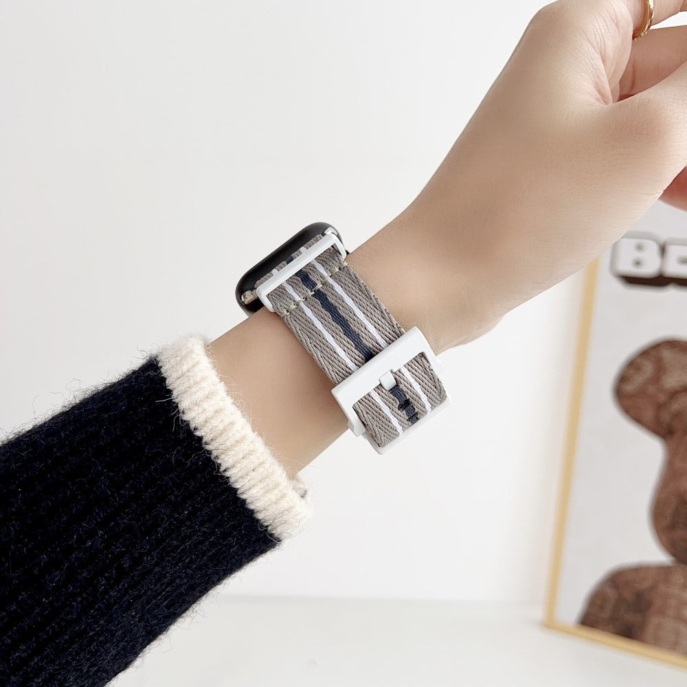 Super Slidstærk Nylon Universal Rem passer til Apple Smartwatch - Sølv#serie_5