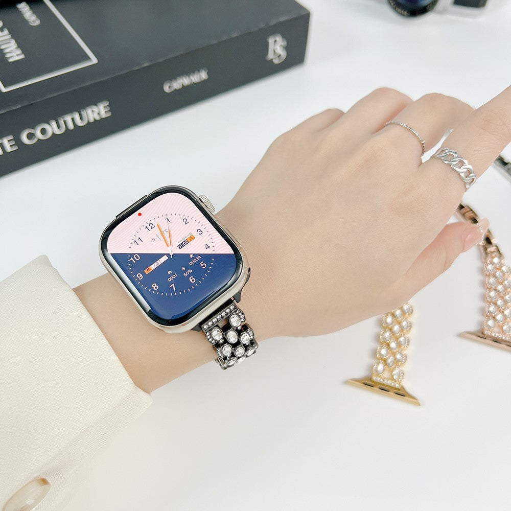 Vildt Cool Rhinsten Universal Rem passer til Apple Smartwatch - Sort#serie_1