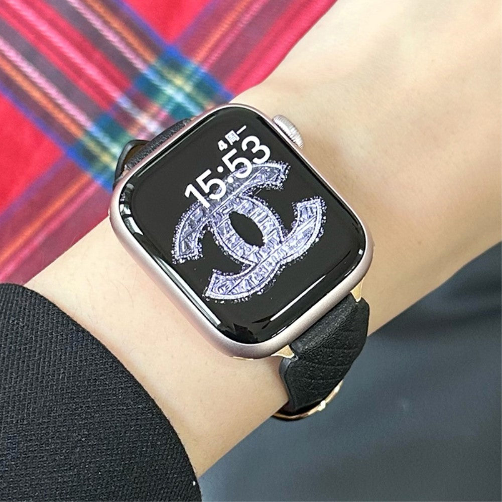 Helt Vildt Fint Ægte Læder Universal Rem passer til Apple Smartwatch - Sort#serie_2