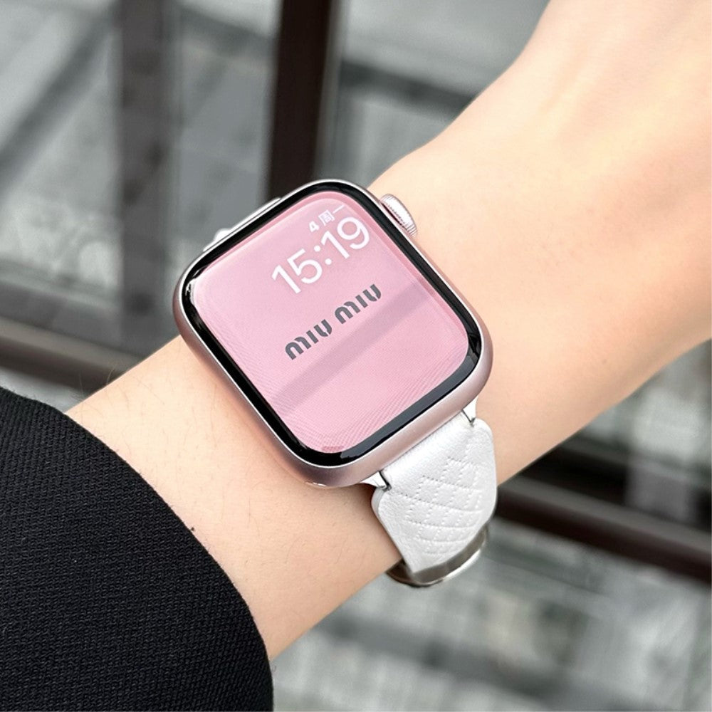 Helt Vildt Fint Ægte Læder Universal Rem passer til Apple Smartwatch - Hvid#serie_8
