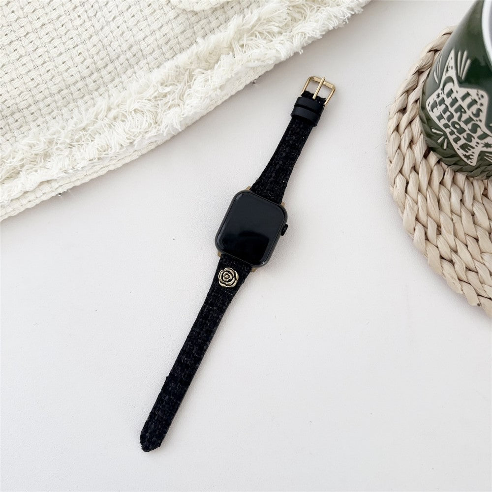 Super Nydelig Kunstlæder Universal Rem passer til Apple Smartwatch - Sort#serie_4