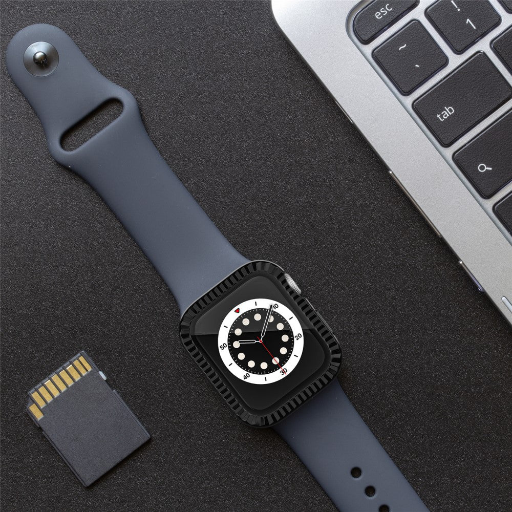 Meget Flot Silikone Og Glas Universal Rem passer til Apple Smartwatch - Sort#serie_1