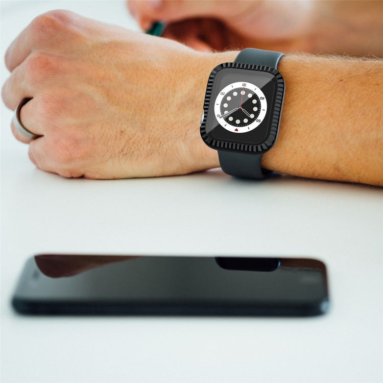 Meget Flot Silikone Og Glas Universal Rem passer til Apple Smartwatch - Sort#serie_1
