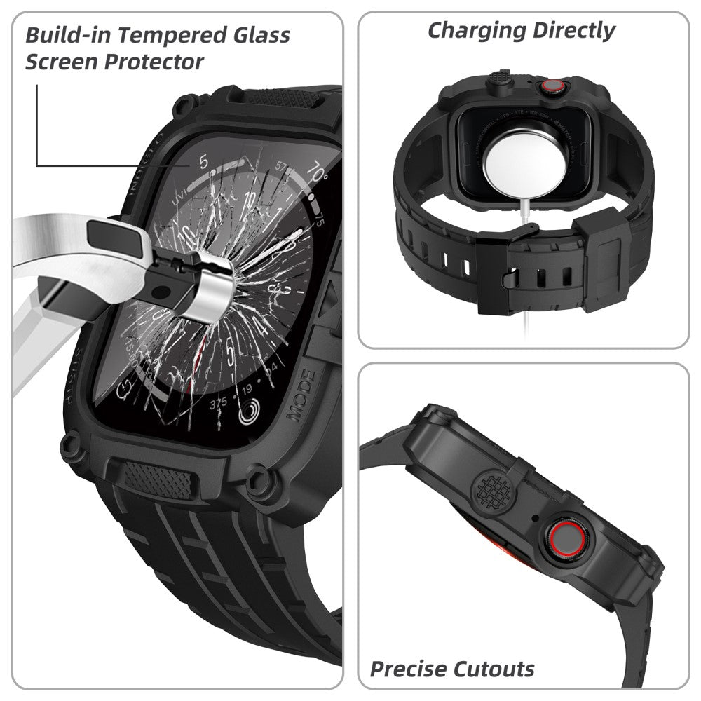 Mega Cool Silikone Universal Rem passer til Apple Smartwatch - Sort#serie_1