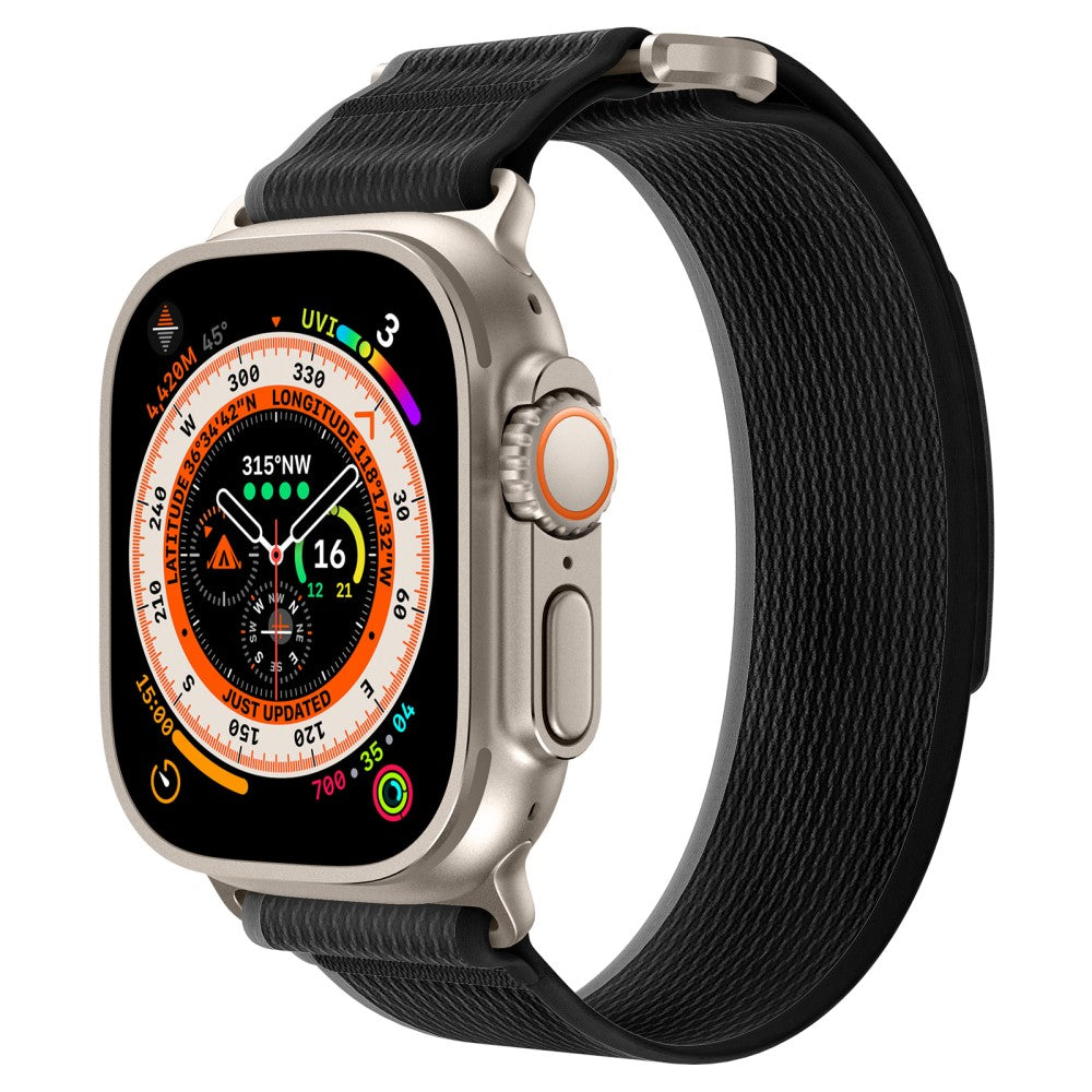 Rigtigt Fed Nylon Universal Rem passer til Apple Smartwatch - Sort#serie_1