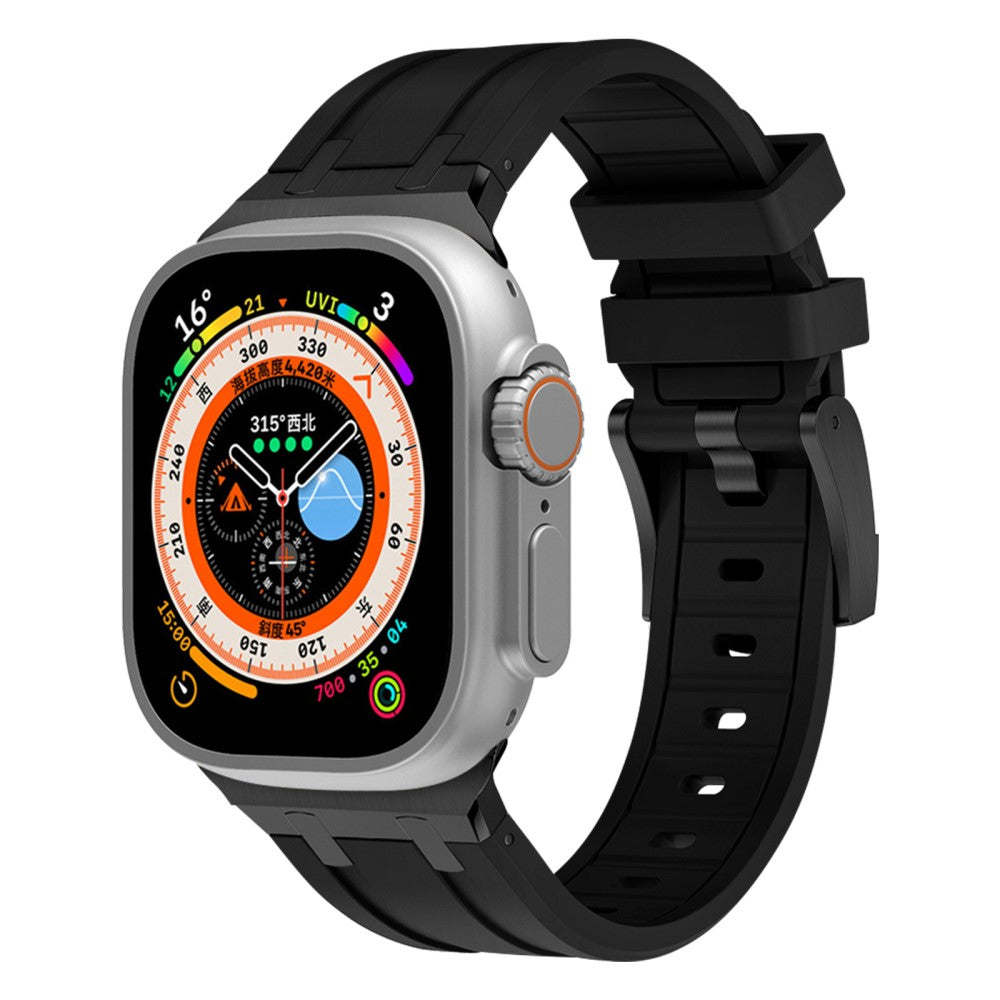 Rigtigt Sejt Silikone Universal Rem passer til Apple Smartwatch - Sort#serie_3