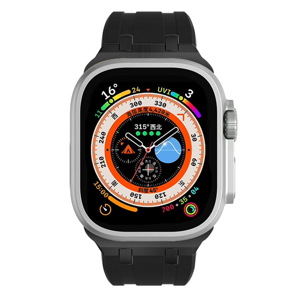 Rigtigt Sejt Silikone Universal Rem passer til Apple Smartwatch - Sort#serie_3