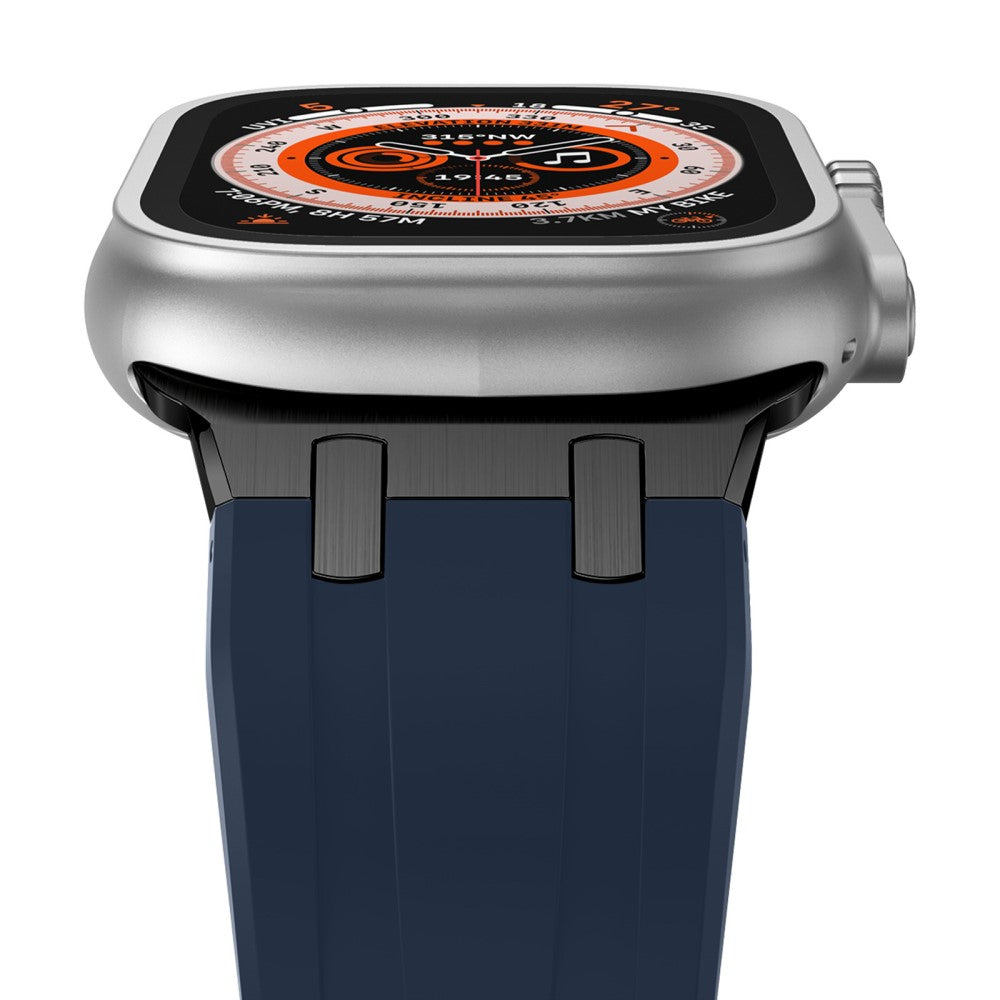 Rigtigt Sejt Silikone Universal Rem passer til Apple Smartwatch - Blå#serie_5