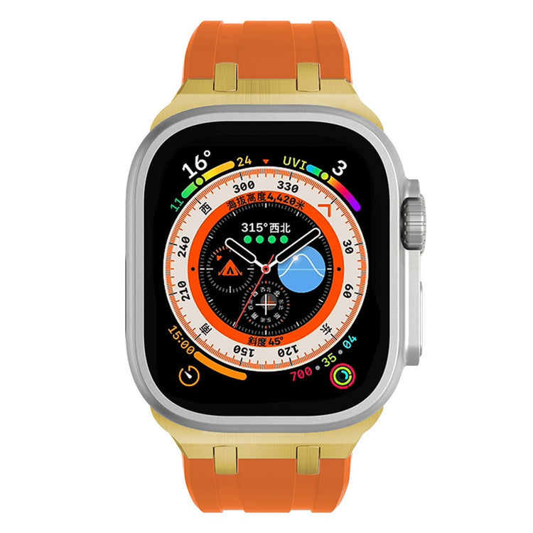 Rigtigt Sejt Silikone Universal Rem passer til Apple Smartwatch - Orange#serie_7