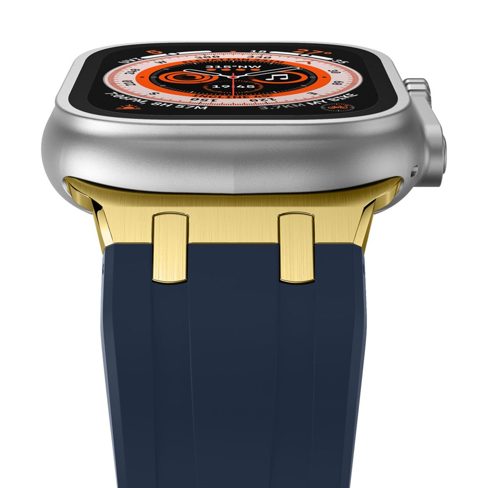 Rigtigt Sejt Silikone Universal Rem passer til Apple Smartwatch - Blå#serie_10