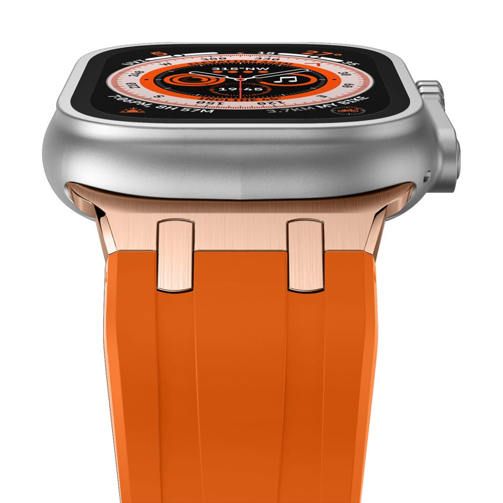Rigtigt Sejt Silikone Universal Rem passer til Apple Smartwatch - Orange#serie_12