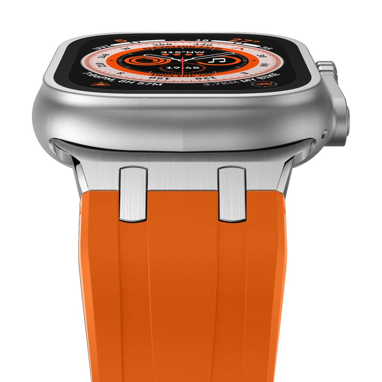 Rigtigt Sejt Silikone Universal Rem passer til Apple Smartwatch - Orange#serie_17