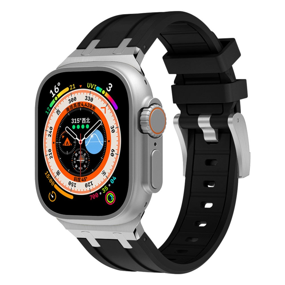 Rigtigt Sejt Silikone Universal Rem passer til Apple Smartwatch - Sort#serie_18