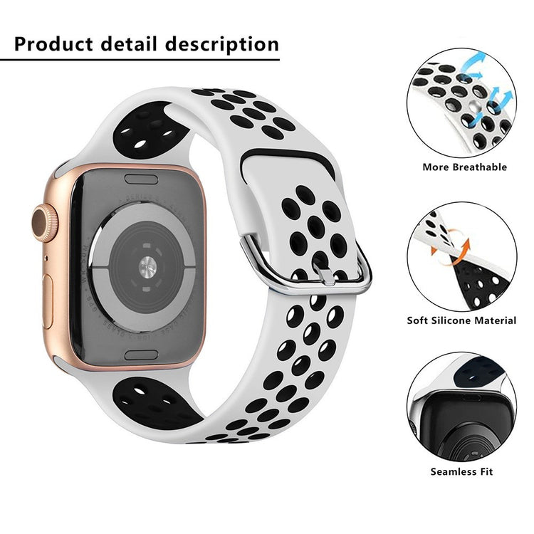 Rigtigt Sejt Silikone Universal Rem passer til Apple Smartwatch - Hvid#serie_3
