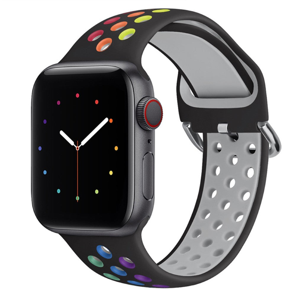 Rigtigt Sejt Silikone Universal Rem passer til Apple Smartwatch - Flerfarvet#serie_5