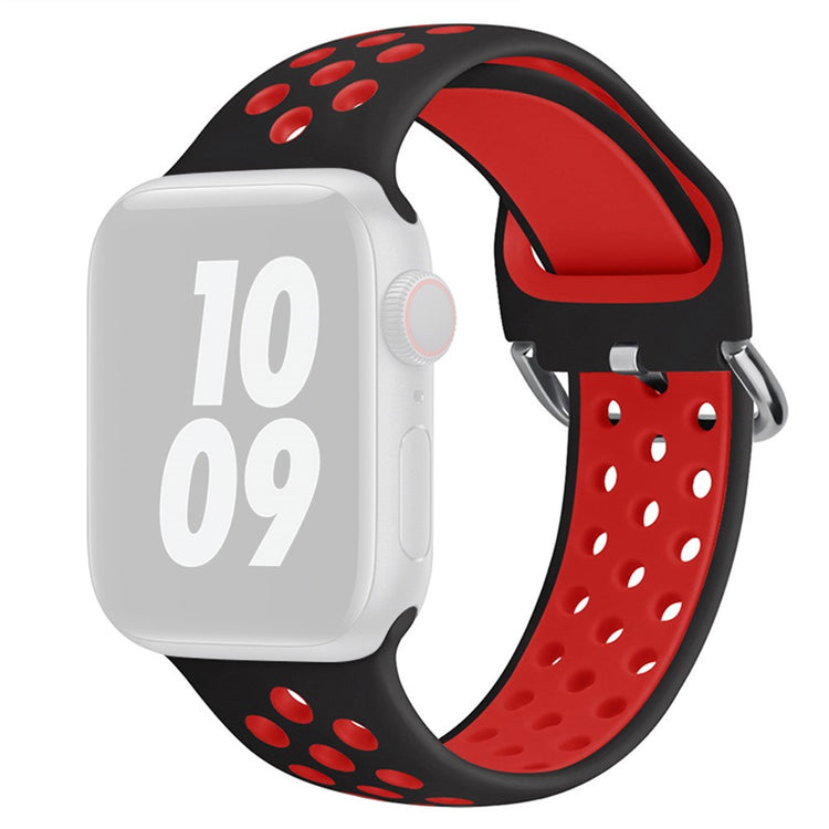 Rigtigt Sejt Silikone Universal Rem passer til Apple Smartwatch - Rød#serie_8