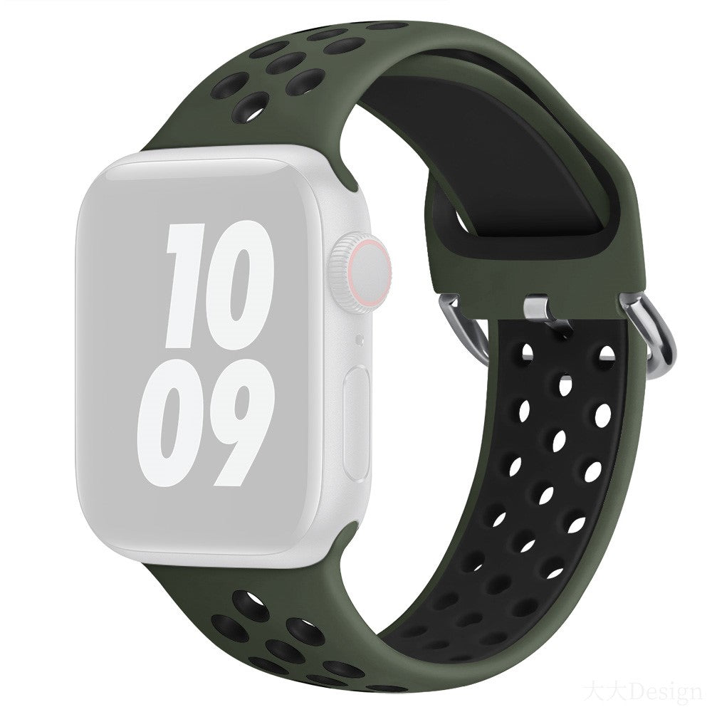 Rigtigt Sejt Silikone Universal Rem passer til Apple Smartwatch - Grøn#serie_12