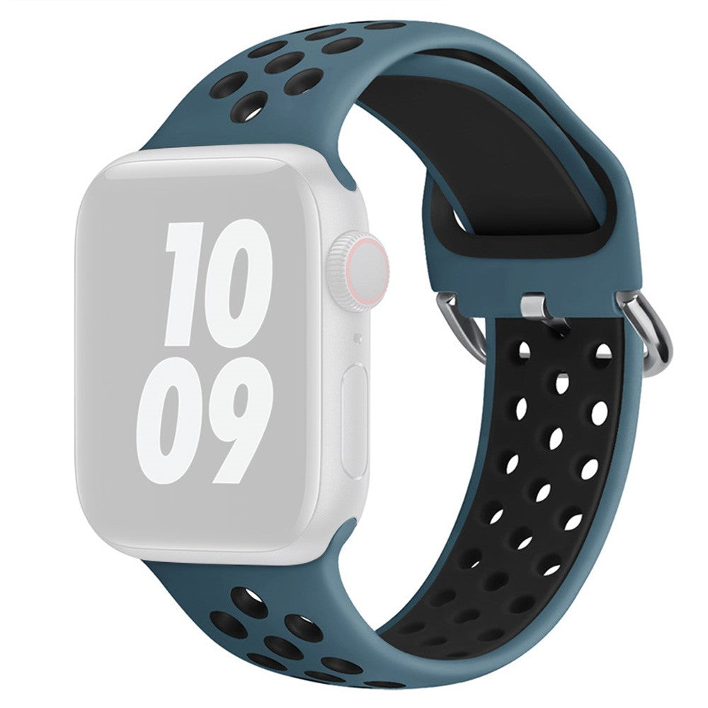 Rigtigt Sejt Silikone Universal Rem passer til Apple Smartwatch - Blå#serie_16