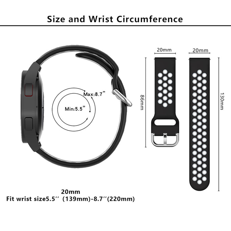 Vildt Rart Silikone Universal Rem passer til Smartwatch - Sort#serie_6