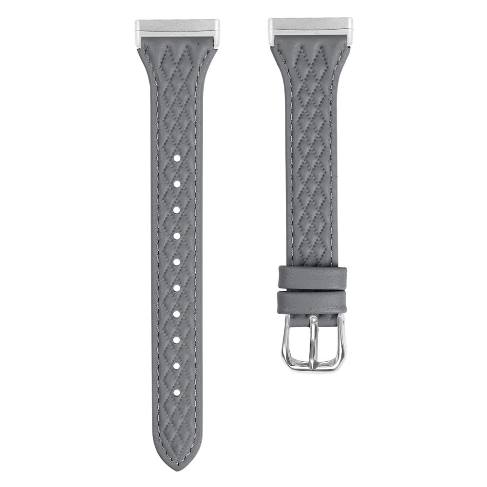 Ægte Læder Universal Rem passer til Fitbit Sense 1 / Fitbit Versa 3 - Sølv#serie_3