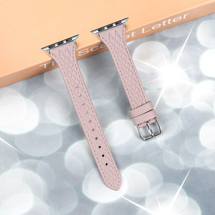 Fremragende Ægte Læder Universal Rem passer til Apple Smartwatch - Pink#serie_1