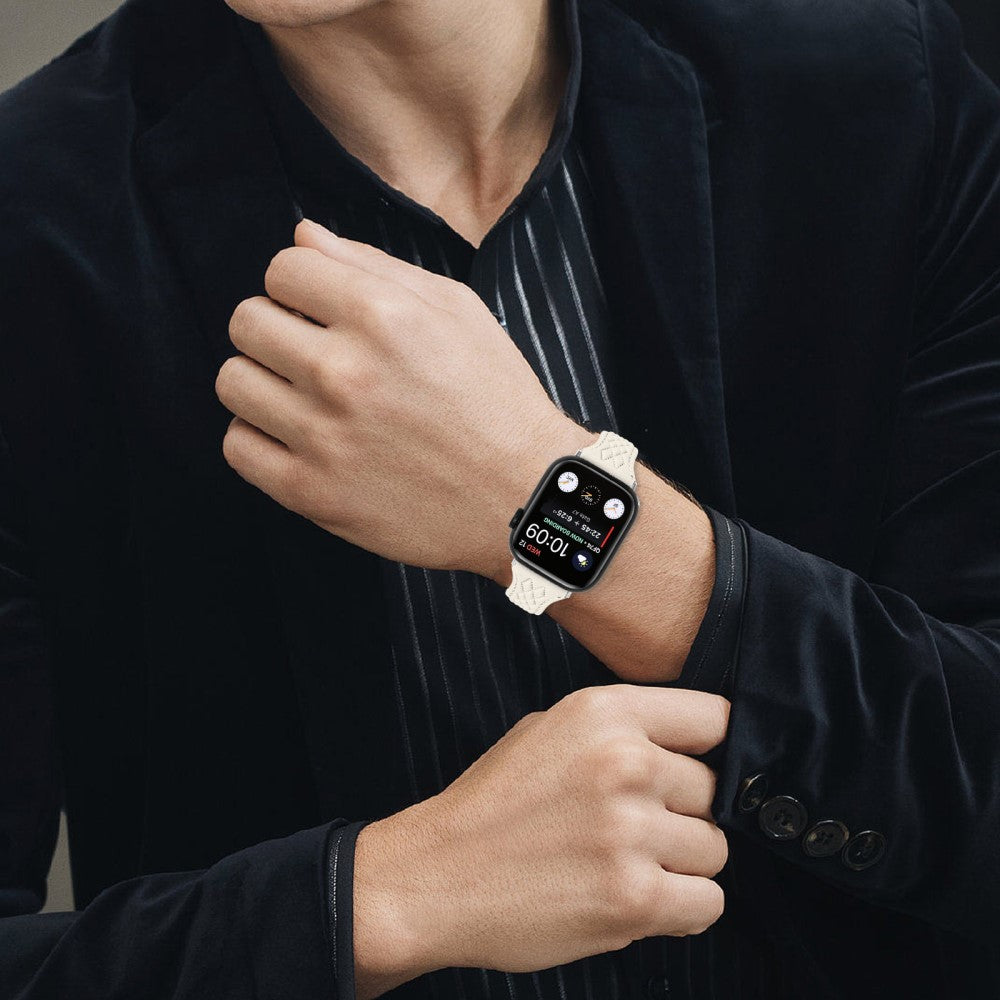 Fremragende Ægte Læder Universal Rem passer til Apple Smartwatch - Hvid#serie_4