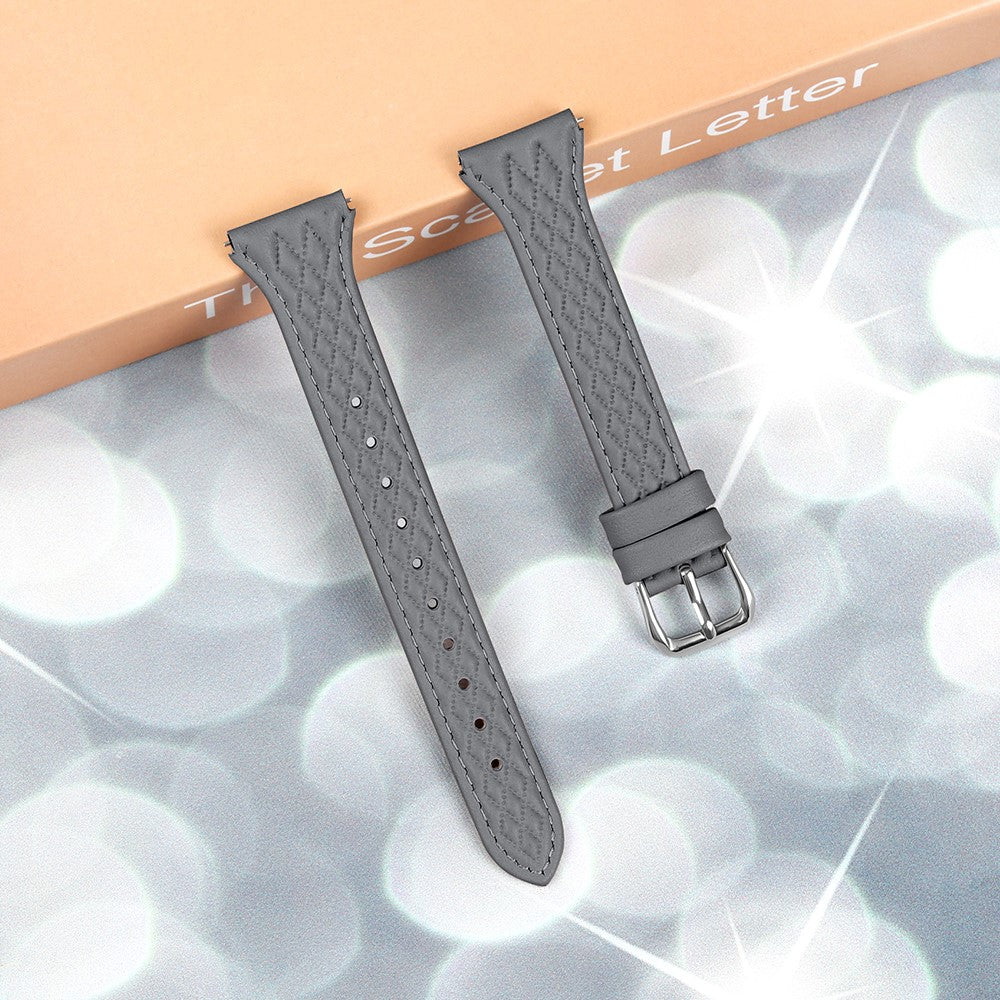 Super Slidstærk Ægte Læder Universal Rem passer til Samsung Smartwatch - Sølv#serie_3