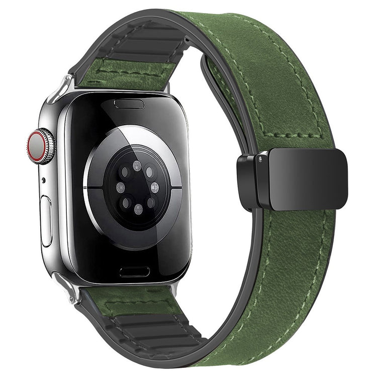 Super Skøn Ægte Læder Universal Rem passer til Apple Smartwatch - Grøn#serie_2