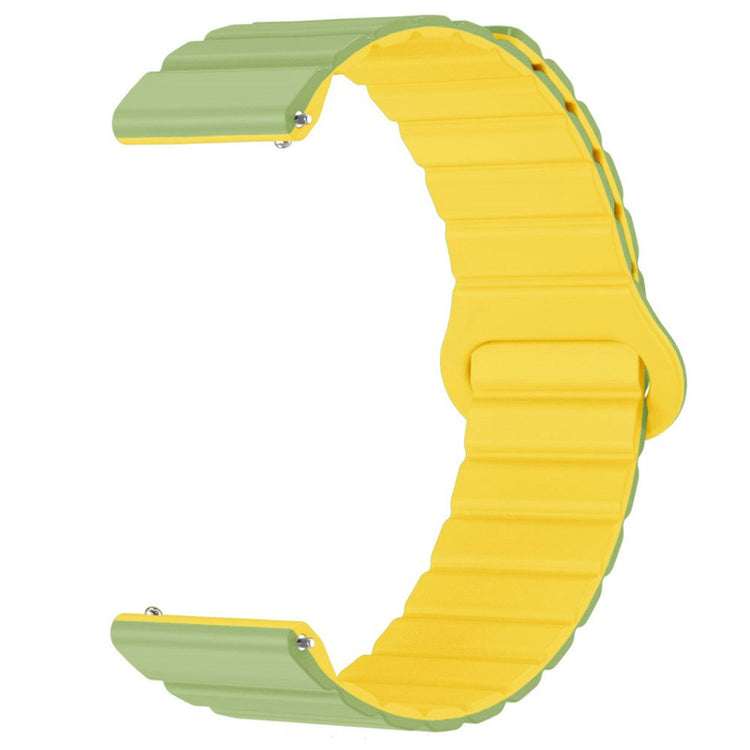 20mm Magnetic Sport Loop Watch Band Silicone Dual Color Replacement Strap - Green+Yellow#serie_6