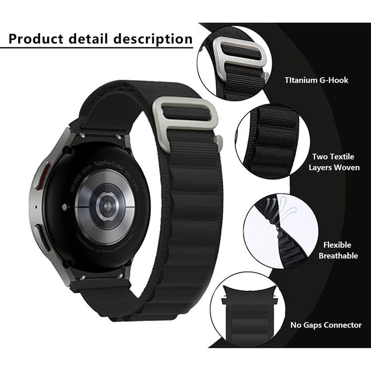 Helt Vildt Pænt Nylon Universal Rem passer til Samsung Smartwatch - Sort#serie_1