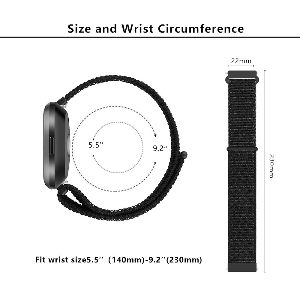 Mega Slidstærk Nylon Universal Rem passer til Fitbit Smartwatch - Sort#serie_1