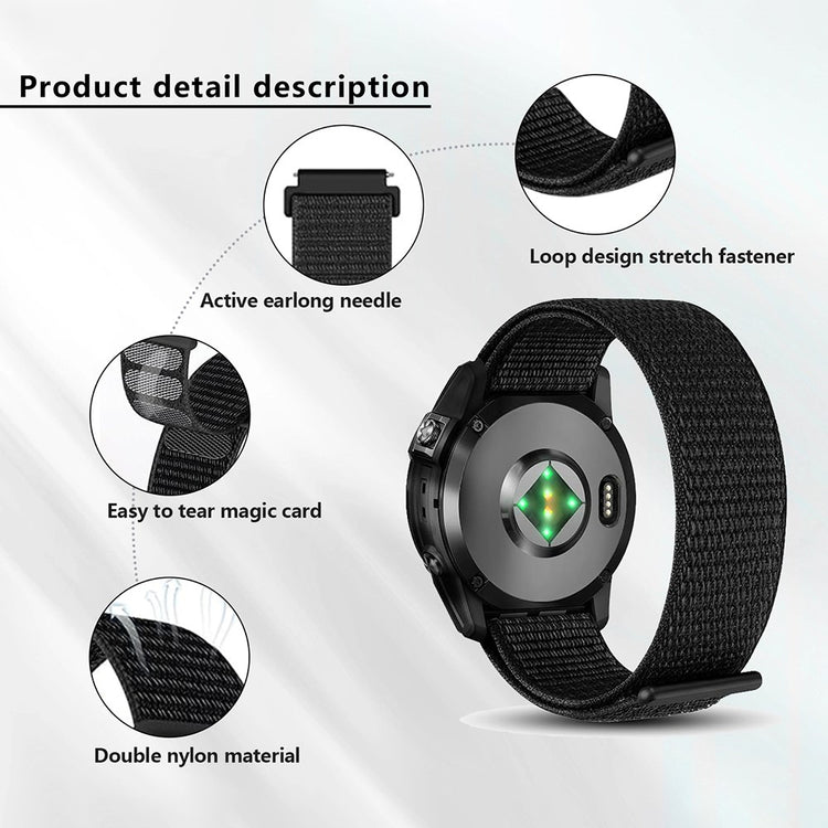 Mega Nydelig Nylon Universal Rem passer til Smartwatch - Sort#serie_1