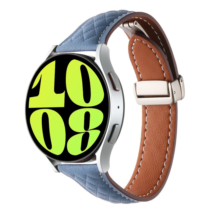 Super Skøn Ægte Læder Universal Rem passer til Smartwatch - Blå#serie_1
