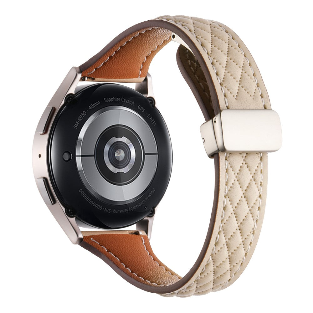 Super Skøn Ægte Læder Universal Rem passer til Smartwatch - Hvid#serie_2