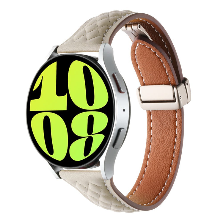 Super Skøn Ægte Læder Universal Rem passer til Smartwatch - Hvid#serie_10