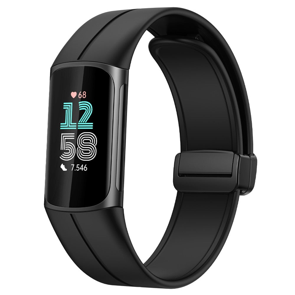 Fitbit Charge 5 / Fitbit Charge 6 Silicone Universel Strap - Black#serie_1