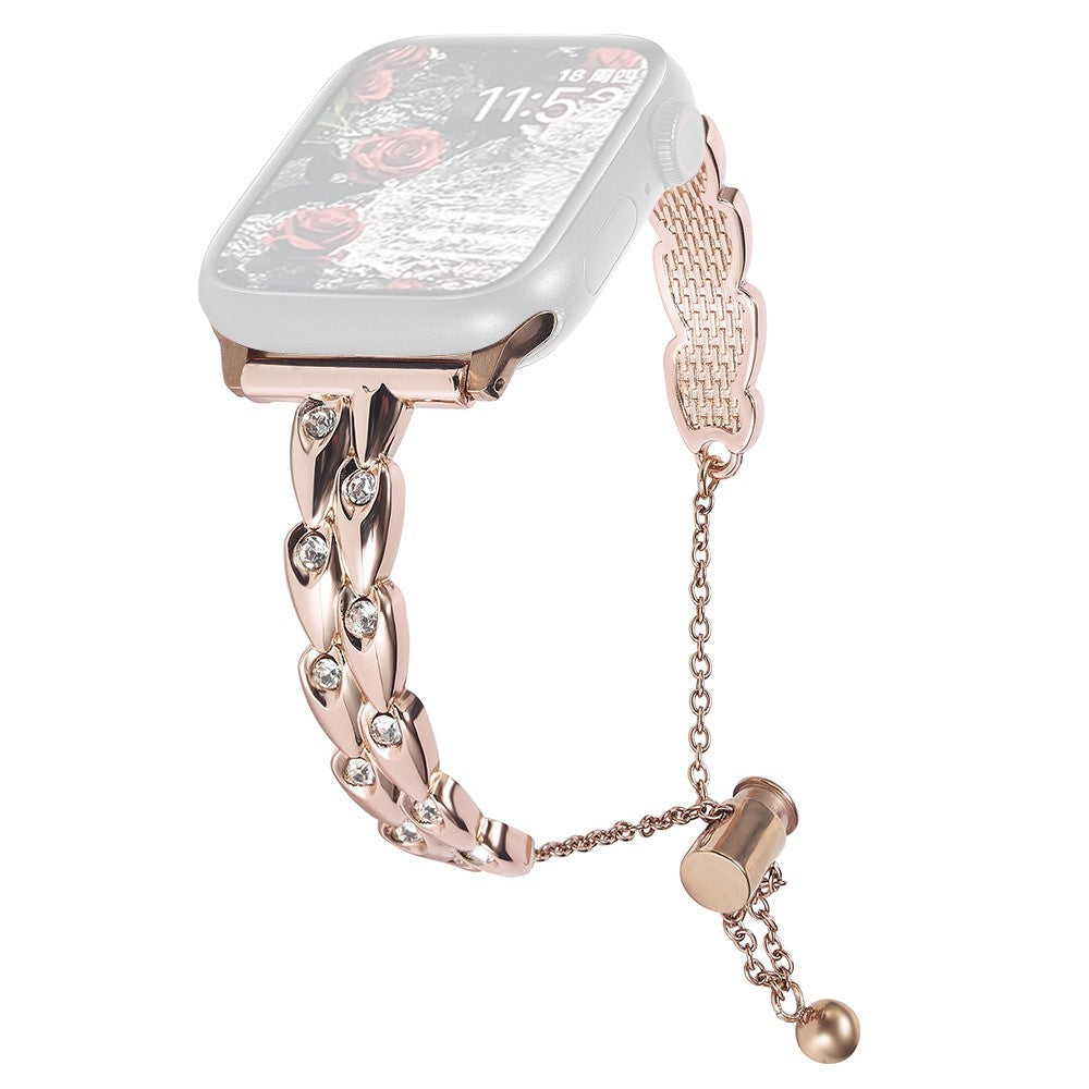 Tough Apple Smartwatch Metal And Rhinestone Universel Strap - Pink#serie_3