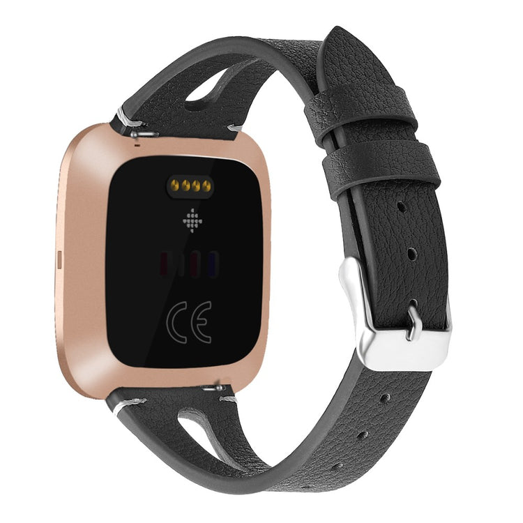 Mega Fashionable Fitbit Versa 3 Genuine Leather Strap - Black#serie_8