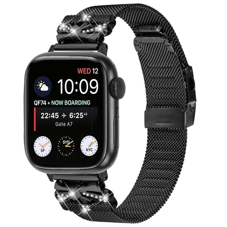 Cool Apple Smartwatch Metal And Rhinestone Universel Strap - Black#serie_356