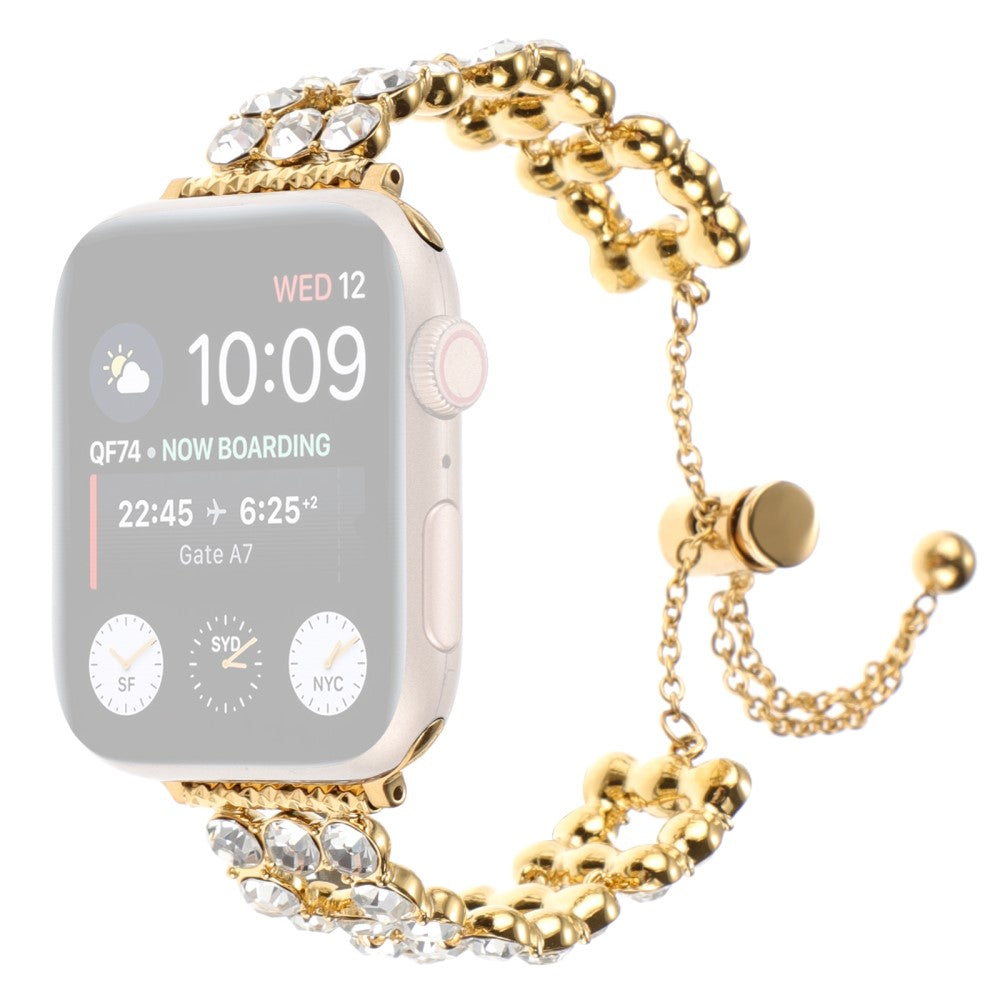 Tough Apple Smartwatch Metal And Rhinestone Universel Strap - Gold#serie_2