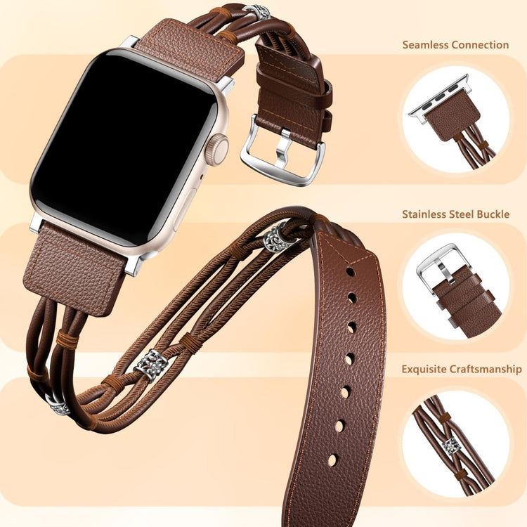 Delightful Apple Smartwatch Genuine Leather Universel Strap - Brown#serie_2