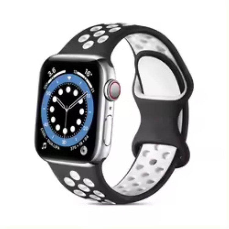 Apple Watch Series 49mm - 45mm - 44mm - 42mm4mm / 3 2 1 42 Silicone Watch Strap - Black+White#serie_7