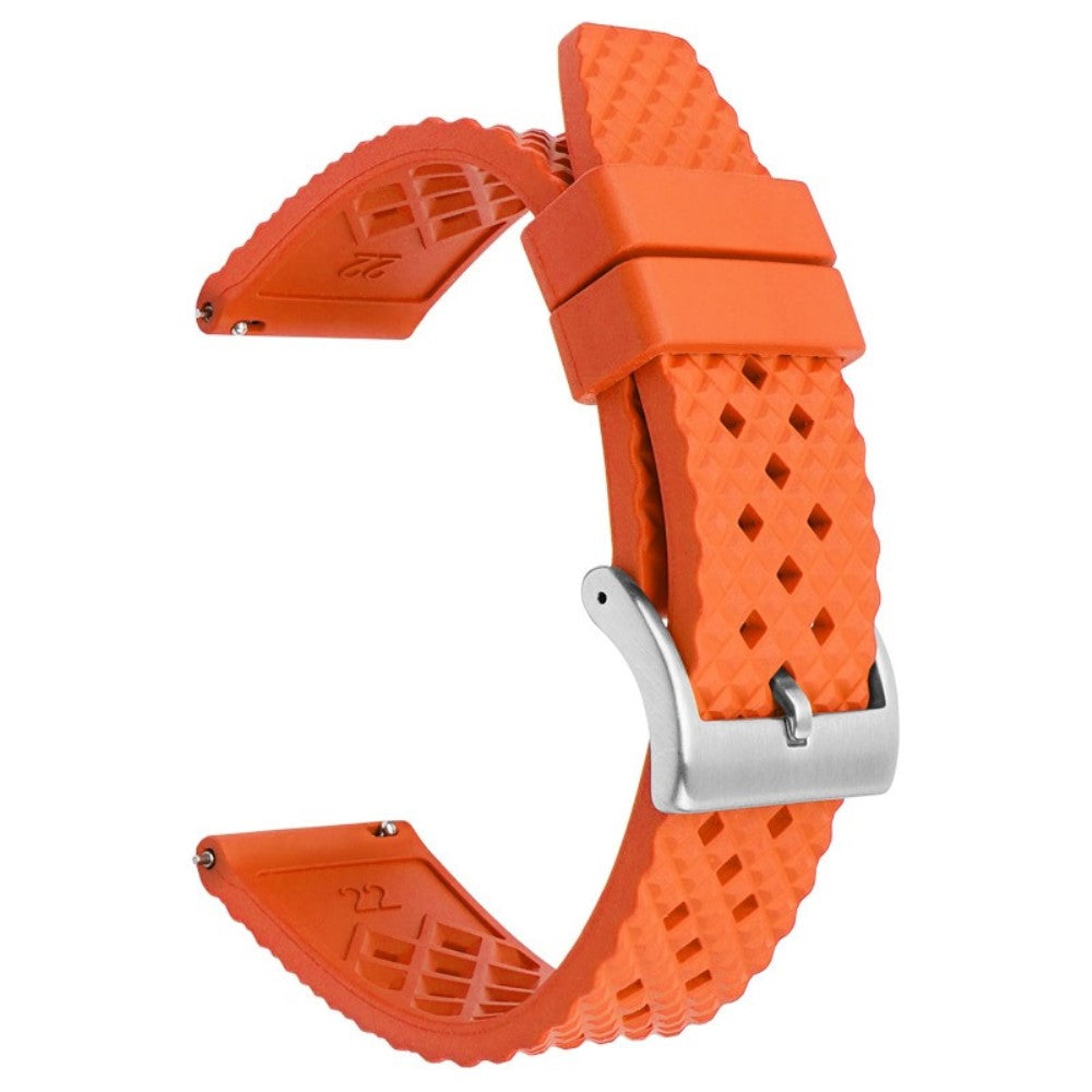 Huawei Watch GT 4 46mm / 4 Pro Strap 22mm Fluorubber Watch band  - Orange+Silver Buckle#serie_6