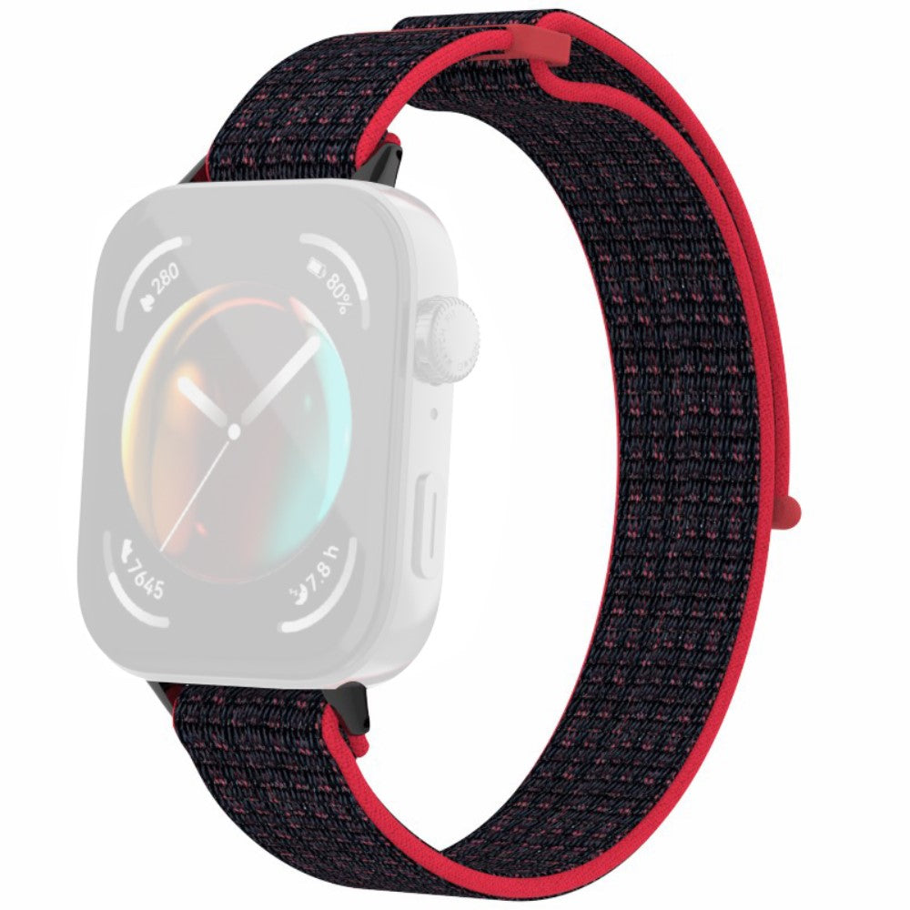 Huawei Watch Fit 3 Watch Strap Magic Tape Nylon Wrist band  - Black / Red#serie_19