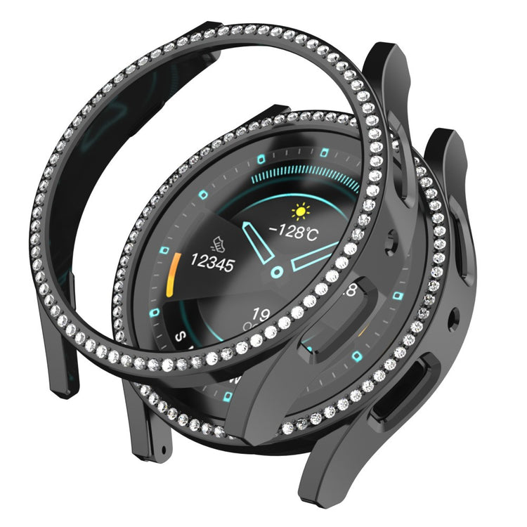 Samsung Galaxy Watch7 40mm Bump Resistant Watch Case Rhinestone Decor Hollow-Out Cover - Black#serie_2