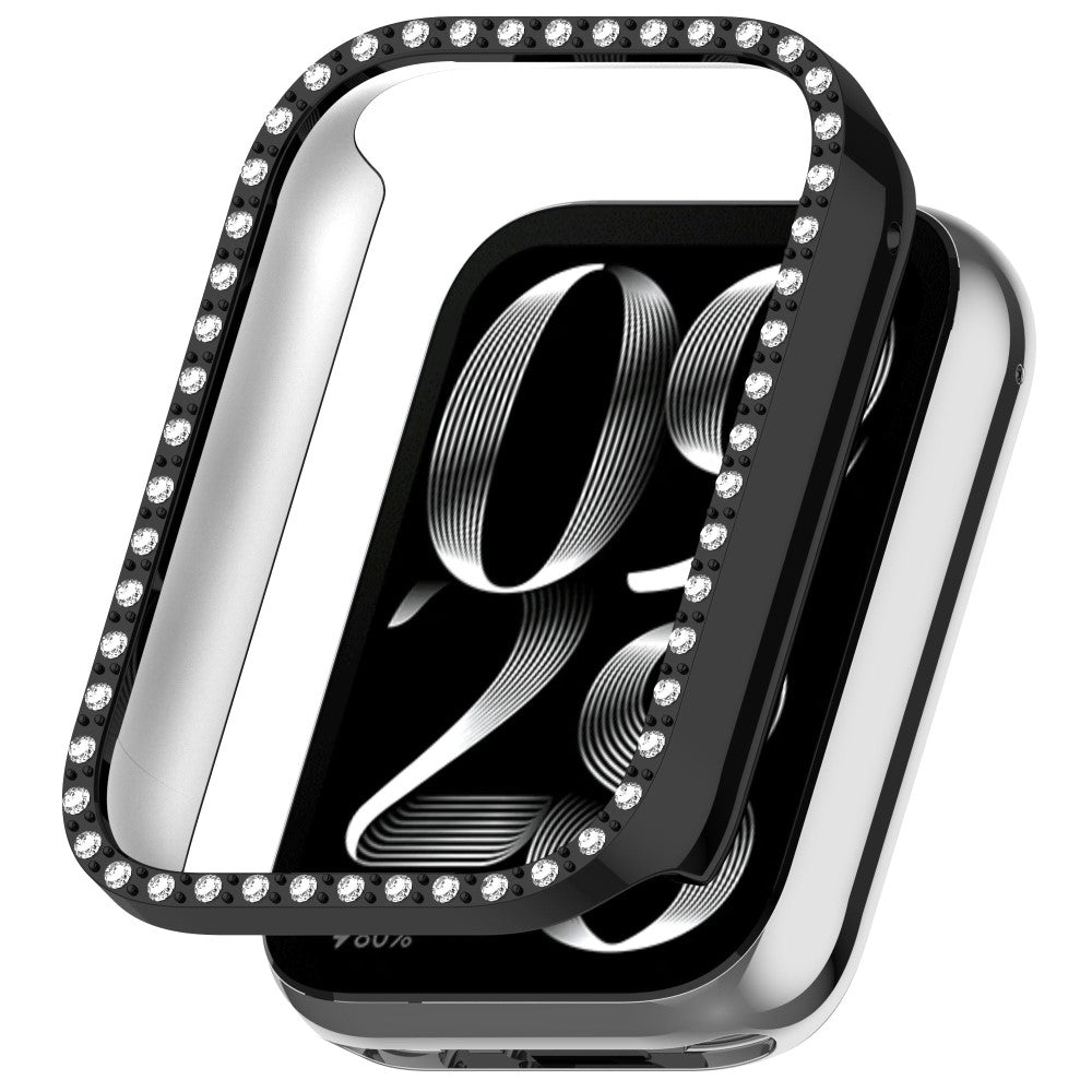 Xiaomi Smart Band 8 Pro Watch Case Diamond Decor Half Coverage Hollow PC Watch Protective Cover - Electroplating Black#serie_1