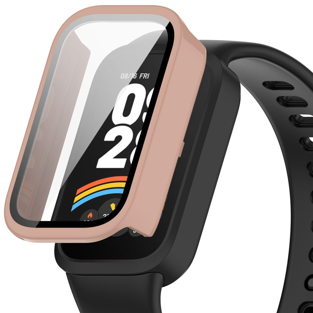 Xiaomi Smart Band 9 Active / Redmi Band 3 Watch Case Bump Resistant Cover with Tempered Glass Screen Film - Pink#serie_1