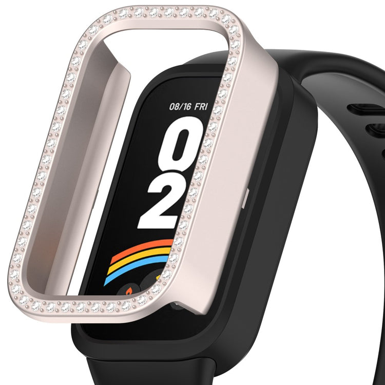 Xiaomi Smart Band 9 Active / Redmi Band 3 Hollow-Out Cover Rhinestone Decor Bump Resistant Watch Frame Case - Matte Starlight#serie_4