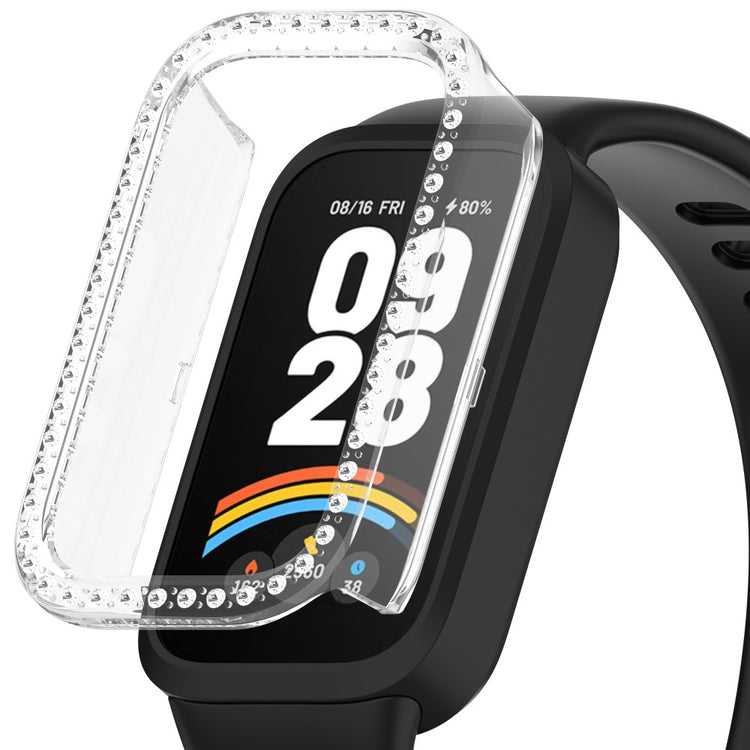 Xiaomi Smart Band 9 Active / Redmi Band 3 Hollow-Out Cover Rhinestone Decor Bump Resistant Watch Frame Case - Transparent#serie_5