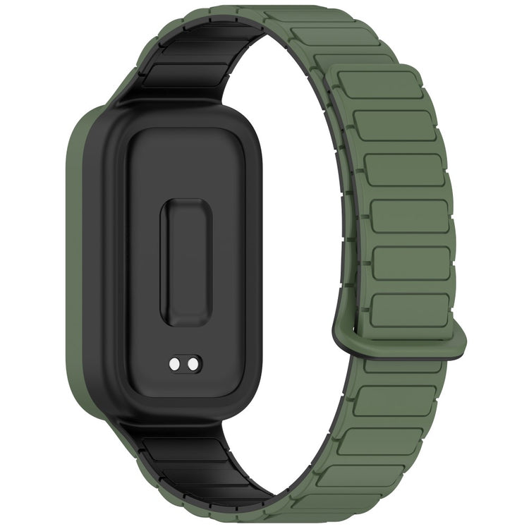Xiaomi Smart Band 9 Active / Redmi Band 3 Silicone Watch Band Dual-Color Magnetic Reverse Buckle Wrist Strap - Dark Green  /  Black#serie_2